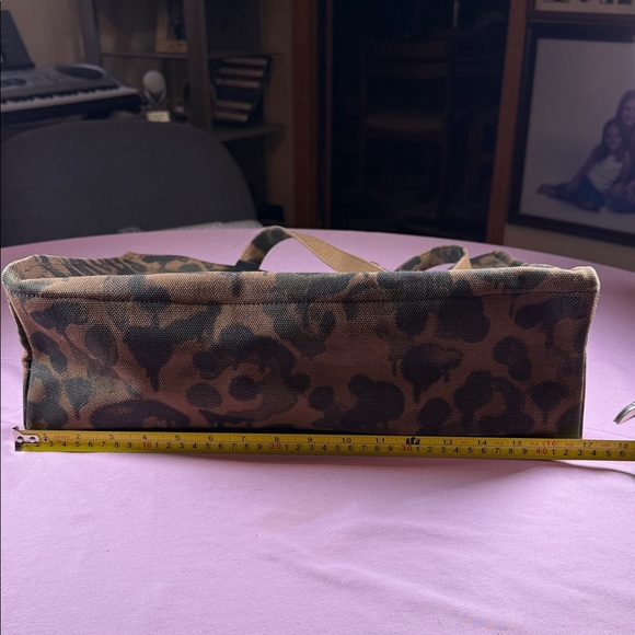 Coach Rexy Brown Camo Print Tote with Multicolor Pride Dinosaur Patch - Picture 9 of 11